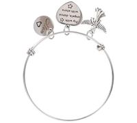 Ciieeo Bracelet en Acier Inoxydable Étiquette Gravée « Fly With Angels » Bijou Délicat pour Fille Finition Acier Gris Présent Personnalisé pour Fêtes et Usage Quotidien