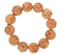 Ciieeo Bracelet en Bois de Santal Sculpté Perles Bouddhistes Unisexe Design Confortable Style Simple pour Voyage et Bureau Couleur Orange