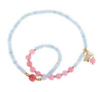 Ciieeo Bracelet Multi-couches Bleu en Jade Breloque pour Femme
