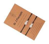 Ciieeo Bracelet Tissé Ananas Ajustable, Lot de 2 en Alliage, Cordon Noir Réglable, Présent de Remise de Diplôme, Bracelets Créatifs pour Femmes, Usage Quotidien et Fêtes