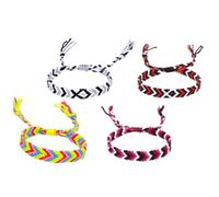 Ciieeo Bracelets Bohèmes Tissés la Main en Coton 4pcs, Réglables et Résistants la Décoloration, Style Ethnique Chic pour Hommes et Femmes en Présent D'anniversaire Couleur Aléatoire