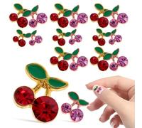 Ciieeo Breloques pour Ongles Cerise 32 Pièces en Alliage 3d, Petits Strass Rouges et Roses, Bijoux de Manucure pour Femmes, Décorations Nail Art Diy, Accessoires pour Ongles