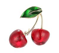 Ciieeo Broche Cerise en Résine 3.7X3.5Cm Cuivre Accessoires pour Femmes Mariage et Cocktail Épingle à Col Originale et Élégante
