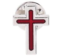 Ciieeo Broche Croix Communion en Métal Léger Rouge, Épingle de Col de Cape 1 Pièce, Présent de Baptême pour Invités, Accessoire Religieux pour Cérémonie Catholique