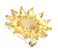 Ciieeo Broche Fleur Marguerite en Cristal Doré Épingle Décorative pour Vêtements Accessoire pour Manteau et Robe Présent Femme Anniversaire Saint-Valentin Bijou Élégant et Délicat