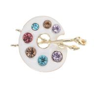 Ciieeo Broche Palette de Peinture Cristal Alliage Femme Châle Robe Fête Costume Polyvalente Anti-dévoilement Accessoire Mode