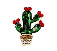 Ciieeo Broche pour Noël Cactus avec Cristaux Étincelants en Alliage Vert Décoration Élégante pour Filles et Assortir Vos Tenues Festives