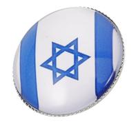 Ciieeo Broche Ronde en Métal 25 MM Drapeau Israël Argentée Épinglette Cristal Multifonction pour Vêtements et Accessoires Broches Pins Femme pour Présent et Collection