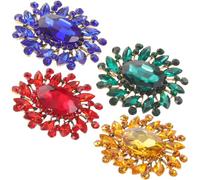 Ciieeo Broche Vintage en Alliage et Pierre Précieuse Colorée, Lot de 4 Pièces, Bijou Féminin pour Vêtements et Occasions Formelles ou Décontractées