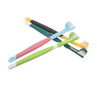 Ciieeo Brosse à Dents pour Chien et Chat 4 Pièces à Trois Têtes Brosse Dentaire Souple en Plastique Couleurs Lumineuses Nettoyage Complet pour Chiots et Animaux de Compagnie