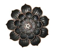 Ciieeo Brûleur D’Parfum en Cuivre de Lotus 7 Trous Porte-Parfum Décoratif Profond Marron Plateau pour Spirales D’Parfum pour Contemplation et Décoration Intérieure