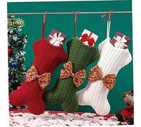 Ciieeo Cadeau Noël Ossature Tricotée Décoration Suspendue pour Arbre de Noël à Bonbons pour Garçon Fille Tissu Non Tissé et Laine Blanc