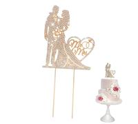 Ciieeo Cake Topper Mariage Mr et Mrs Décoration Gâteau Fiançailles Coeur Doré Argenté et Élégant