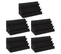 Ciieeo Carreaux D'angle Trapézoïdaux en Polyuréthane Noir 5 Pièces pour Insonorisation Intérieure, Absorption Acoustique Haute Densité Réverbérations