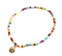 Ciieeo Chaîne de Cheville Colorée en Alliage Perles de Rocaille, Bracelet de Plage Hawaïen Fait Main, Bijou de Pied Léger Femme, Accessoire Estival Vacances et Plage