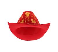 Ciieeo Chapeau de Cowboy Rouge de Noël pour Femmes Chapeau de Santa Accessoire de Fête avec Motif Charmant pour Célébrations et Décorations de