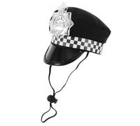 Ciieeo Chapeau pour Animaux de Compagnie Ajustable Style Policier Noir Accessoire de Déguisement pour Chien et Chat Casquette de Fête Confortable Sangle Réglable pour Carnaval et