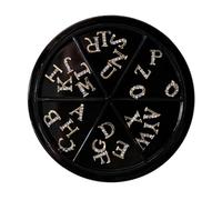 Ciieeo Charme Lettre Manucure 52 Pièces en Alliage Strass pour Décoration Nail Art Coffret Compartiments, Accessoires pour Ongles Naturels