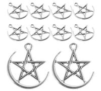 Ciieeo Charmes de Lune Mini Breloques en Alliage de Zinc Argenté, Lot de 50, Forme Lune, pour DIY et Décoration Créative