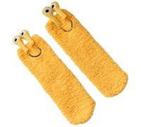 Ciieeo Chaussettes Polaires pour Femmes Antidérapantes Chaussettes Duveteuses D’Automne Jaunes Chaudes et Confortables Taille Adulte pour Sols en Carrelage et Bois