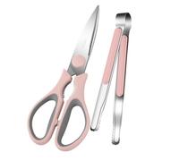Ciieeo Ciseaux Cuisine Et Pince à Aliments Pour Barbecue, Ensemble Inoxydable Rose, Coupe Précise Et Nettoyage Facile, Usage Maison Et Restaurant, Kit 2 Pièces