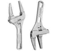 Ciieeo Clé à Molette Réglable en Aluminium 2 Pièces Grosse Ouverture Courte pour Robinet et Bassin, Outil de Serrage Antidérapant Résistant la Corrosion, Utilisation Sanitaire