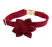 Ciieeo Collier à Fleurs en Velours Rouge pour Chien et Chaton, Boucle Réglable Rapide, Élégant et Confortable pour Sorties et Usage Quotidien, Lot de 2 Set de Set de Pièces