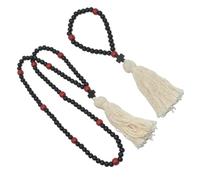 Ciieeo Collier Croix en Bois 2 Pièces avec 110 et 33 Perles, Pendentif Croix Chrétienne et Pompon, Bijoux Chrétiens Hommes et Femmes, Chapelet Décoratif pour Fêtes Religieuses