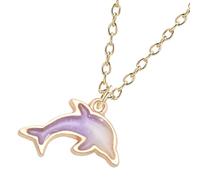 Ciieeo Collier Dauphin en Alliage Hypoallergénique Pendentif Animal Violet Bijou Amulette Léger pour Femme Collier Adapté au Quotidien et Occasions Spéciales