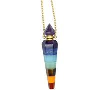 Ciieeo Collier Pendentif Aromathérapie en Cristal Hexagonal Doré, Flacon Diffuseur D’huiles Essentielles, Collier Chakra Coloré 7 Teintes, Bijou Spirituel pour Usage Quotidien et Soirée