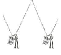 Ciieeo Collier Pendentif Batterie Lot de 2 set de Chaîne Acier Inoxydable Design Tambour Suspendu Original Bijoux Décoratifs Rock pour Festivals et Soirées Présent Musique