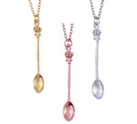 Ciieeo Collier Pendentif Couronne Mini Cuillère en Lot de 3 Pièces, Chaîne Clavicule en Métal Doré, Argenté et Rose Doré, Bijoux Fantaisie pour Femmes, Présent Anniversaire et Souvenir