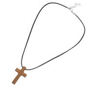 Ciieeo Collier Pendentif Croix en Bois d'Olivier Bijou Chrétien Unisexe Hypoallergénique Taille Moyenne Présent pour Baptême et Fêtes Religieuses Accessoire de Foi Élégant et