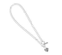 Ciieeo Collier Pendentif de Cœur à Motif Carreau Chaîne de Clavicule Fine Bijou Délicat pour Femme Présent Saint-Valentin Accessoire Élégant pour Toutes Occasions