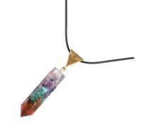 Ciieeo Collier Pendentif Hexagonal en Pierre Naturelle Colorée Cordon en Cuir Noir Bijou Géométrique Léger pour Femme Collier Mode Élégant Adapté aux Fêtes Quotidien