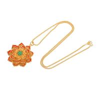 Ciieeo Collier Pendentif Lotus Vintage en Émail Doré, Bijou Artisanal en Filigrane, Pendentif Fleur de Lotus pour Femmes, Présent Symbolique, Accessoire Ethnique Élégant, Fête et Mariage