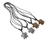 Ciieeo Collier Pendentif Tortue en Résine Lot de 4 Pièces, Style Européen, Imitation Os, Couleur Blanche et Marron, Bijoux Tortue pour Femmes, Décoration Collier, Accessoire