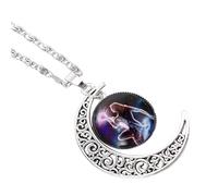 Ciieeo Collier Pendentif Zodiac Verseau Bijoux de Cou Fantaisie pour Femmes Acier Inoxydable Léger Usage Quotidien Présent Anniversaire 45 Cm