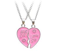 Ciieeo Collier Puzzle Cœur Deux Pièces Rose, Pendentif Cœur Puzzle Gravé « Petite Sœur », Bijoux de Fin D’études, Présent Diplôme pour Meilleures Amies et Sœurs