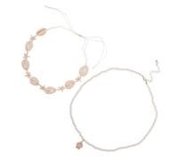 Ciieeo Collier Ras du Cou Coquillage Double Couche Pendentif Tortue et Perles Bijou Bohème en Coquillage Naturel Accessoire D’Été Plage pour Femmes et Adolescentes Bijoux de Vacances