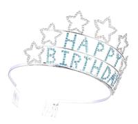 Ciieeo Couronne D'anniversaire en Alliage et Cristaux Bleus, Serrage-tête Solide sans Décoloration, pour Fête D'anniversaire Fille, Style Très Accrocheur