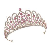 Ciieeo Couronne de Mariage Baroque en Alliage Doré Rose Strass, Tiare de Mariée Scintillante Légère, Accessoire pour Cheveux de Mariage et Soirée, Diadème Élégant pour Banquet et Cortège