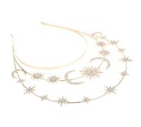 Ciieeo Couronne Décorative Élégant et Simple à Porter Serrage-tête Étoile et Lune en Métal Léger à Trois Niveaux pour Noël Saint-valentin pour Femmes et Filles