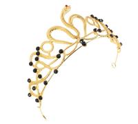 Ciieeo Couronne Serpent en Alliage Doré Strass Noirs, Bandeau Ajustable pour Mariée et Fête D’anniversaire, Accessoire Coiffure Égyptien Vintage pour Halloween et Costume Royal, Bijoux