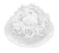 Ciieeo Coussin Porte-alliances Cœur Rose Blanc en Écume, Mariage | Atmosphère Romantique, Maintien et Présentation de Bague, Décoration Fête Saint-valentin