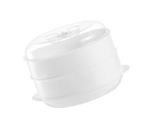 Ciieeo Cuiseur Vapeur Multifonction Fonction de Conservation Chaleur Blanc pour Micro-ondes en Pp, Panier Vapeur Double Couche Pratique pour Usage Domestique