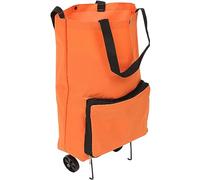 Ciieeo De Courses Pliable avec roulettes Chariot De Shopping Portable Et Pratique pour Épicerie Voyage Camping Trolley De Capacité Oxford Imperméable Orange