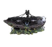 Ciieeo Décoration D’Aquarium en Résine Épave de Bateau Pirate, Cachette Sécurisée pour Poissons, Ornement Marin Réaliste pour Aquarium D’Eau Douce et Salée, Modèle de Bateau pour Décor