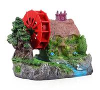 Ciieeo Décoration d'Aquarium Roue à Eau Miniature Maison en Pierre Type Chaumière Accessoire Stable pour Micro-Aquarium Aménagement Paysager Décoratif pour Aquarium d'eau Douce