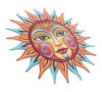 Ciieeo Décoration Murale en Fer Forgé Orange Ornement Solaire Creux à Suspendre Décorations pour Jardin Extérieur et Terrasse Art Mural Robuste pour Clôture et Patio pour Espace